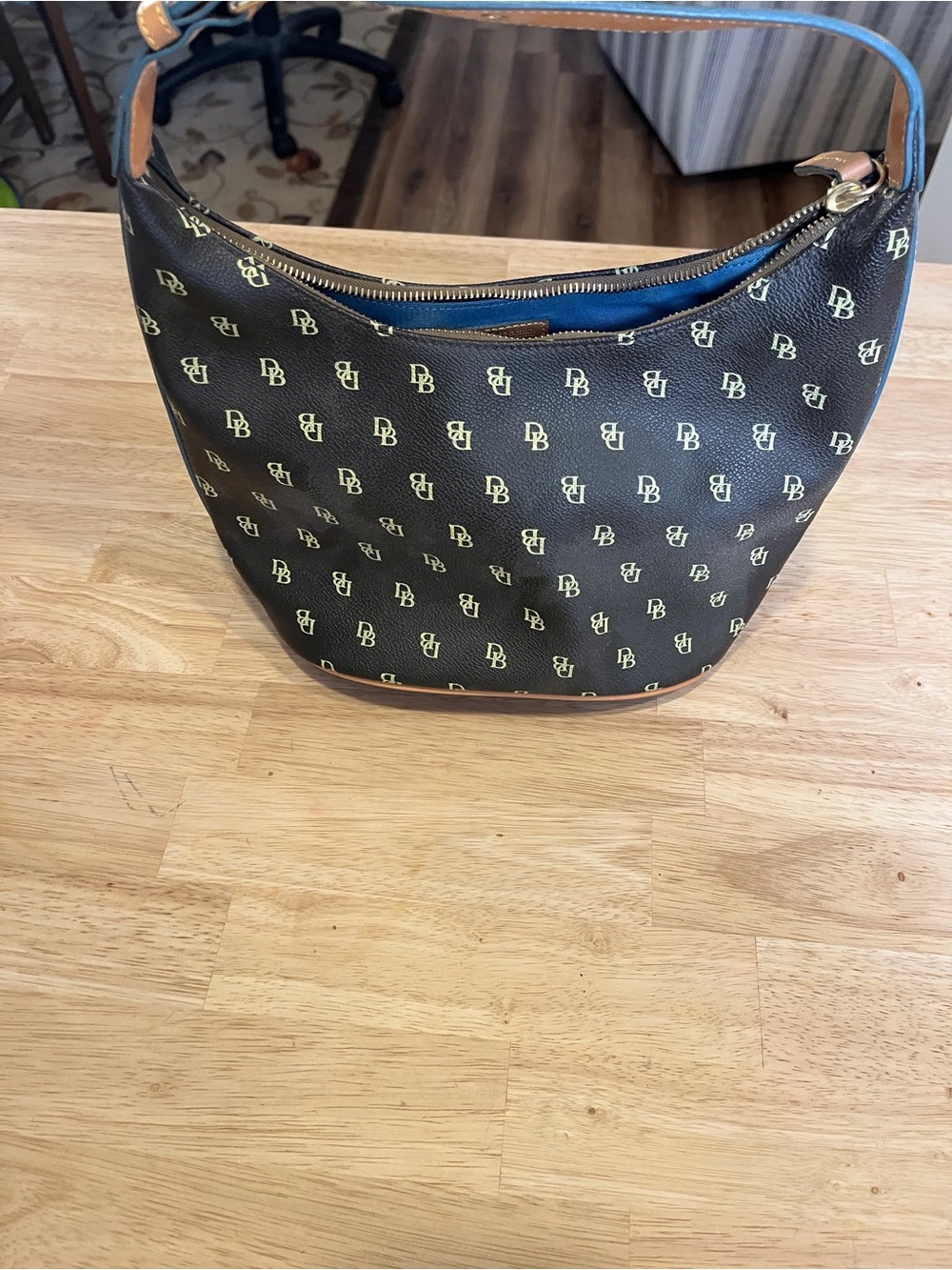 Vintage Dooney & Bourke Signature DB monogram hobo bag
